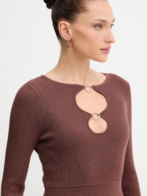 Fracomina sukienka kolor brązowy maxi dopasowana FS25WD5010K501Q7