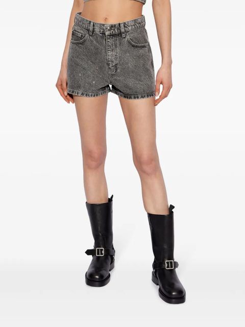 ROTATE BIRGER CHRISTENSEN acid-wash denim shorts - Grey