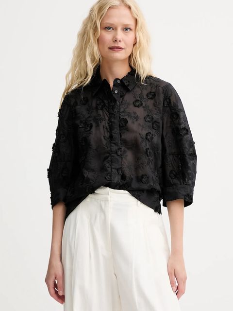 MUNTHE koszula PUST damska kolor czarny regular z kołnierzykiem klasycznym 252101725225 - zdjęcie produktu nr 1