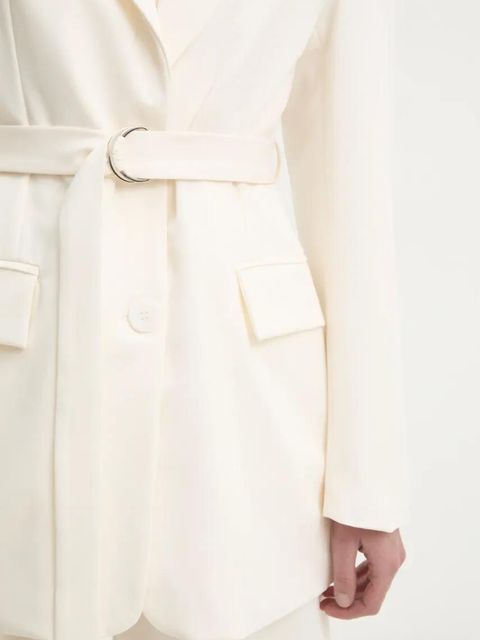 Answear.LAB marynarka kolor beżowy jednorzędowa gładka