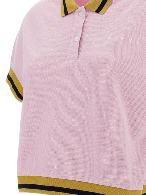 Marni striped buttoned polo top - Pink
