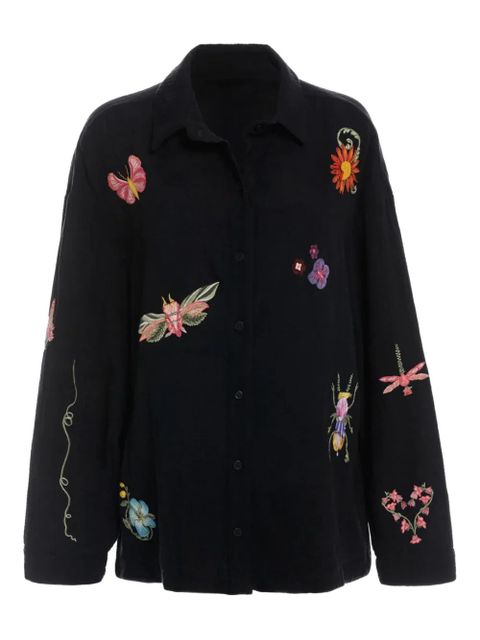 Agua By Agua Bendita Keishi floral-embroidered shirt - Black - zdjęcie produktu nr 1