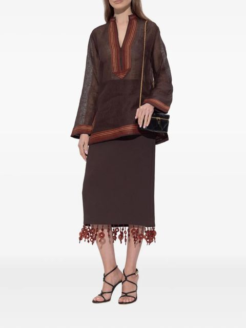 Tory Burch striped-detail blouse - Brown