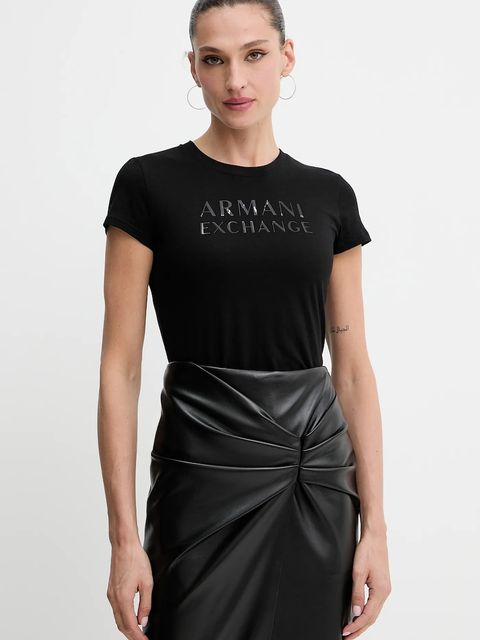 Armani Exchange t-shirt bawełniany damski kolor czarny XW001357 AF10356 - zdjęcie produktu nr 1