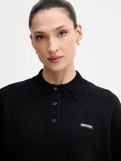 Rotate sweter z dodatkiem wełny kolor czarny lekki 115137100