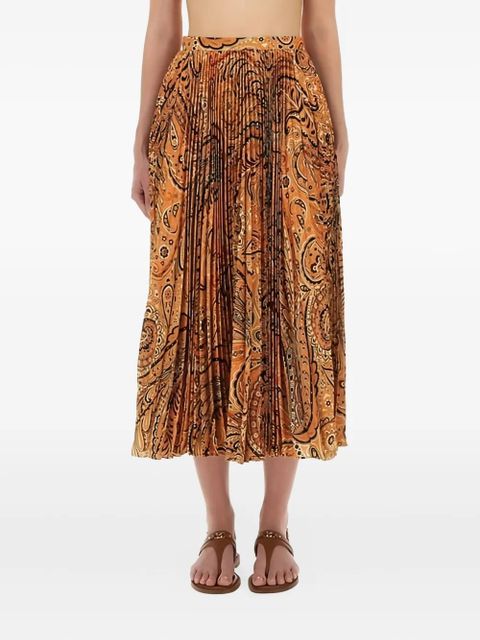 ETRO paisley-print pleated midi skirt - Orange - zdjęcie produktu nr 1