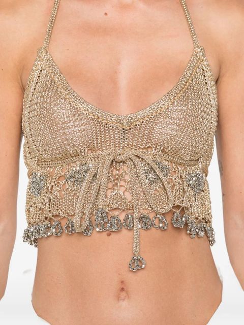 Rabanne halterneck embellished top - Gold