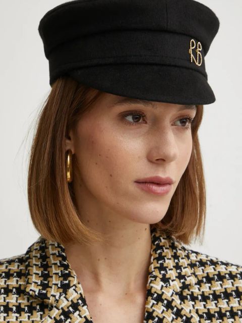 Ruslan Baginskiy kaszkiet wełniany kolor czarny KPC033-W-MRB