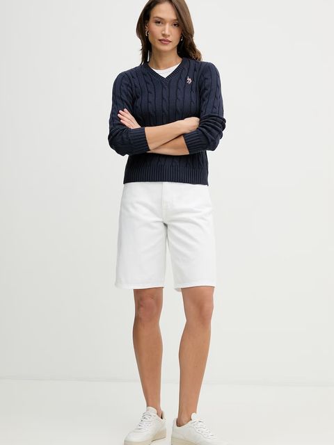 U.S. Polo Assn. sweter bawełniany V-NECK CABLE - zdjęcie produktu nr 1