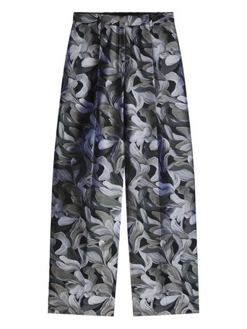 DRIES VAN NOTEN floral-print tailored pants - Black - zdjęcie produktu nr 1