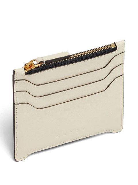 Marni small zipped leather card case - Neutrals
