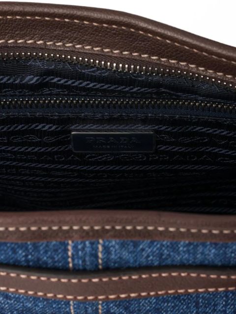 Prada Bonnie large denim and leather handbag - Blue