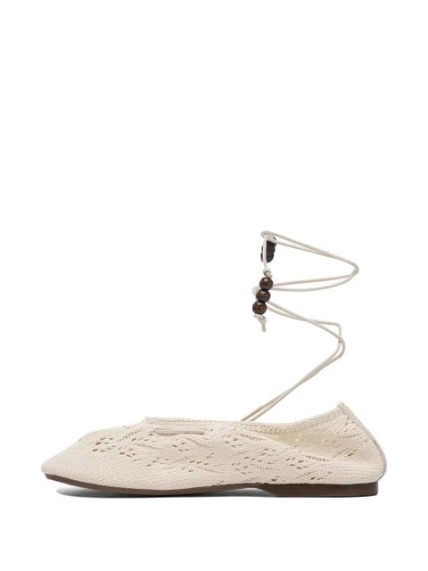 ALOHAS beaded lace-up ballet flats - Neutrals