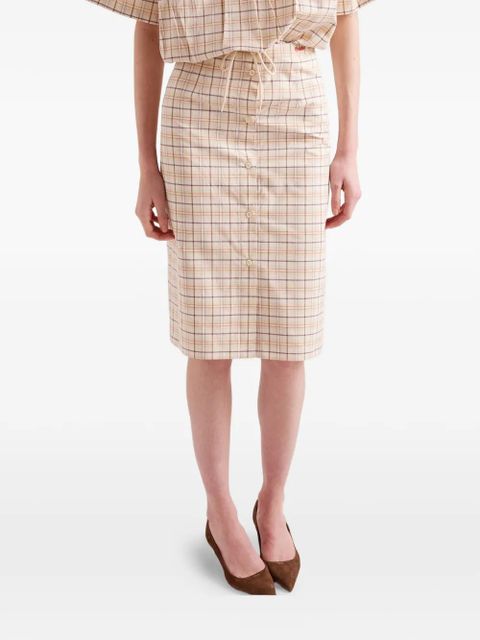 Prada checked cotton poplin pencil skirt - Neutrals