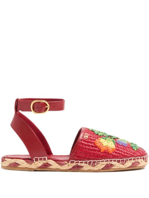 Valentino Garavani Bribri floral-embroidery espadrilles - Red - zdjęcie produktu nr 1
