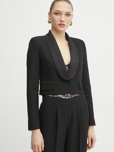 ERMANNO Firenze marynarka kolor czarny jednorzędowa gładka 56TI007E22 - zdjęcie produktu nr 1