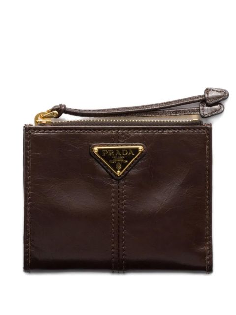 Prada triangle-logo leather wallet - Brown - zdjęcie produktu nr 1