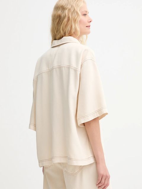 MUNTHE bluzka jeansowa PHOR damska kolor beżowy gładka 252102025206