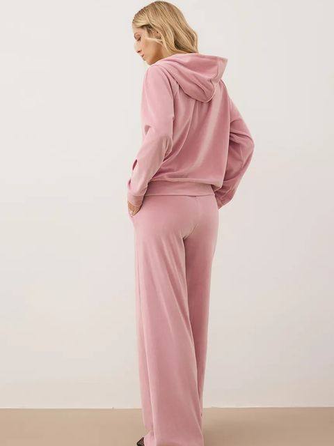 Bizuu spodnie dresowe welurowe VELORINA damskie kolor różowy z aplikacją VELORINA RÓŻOWY