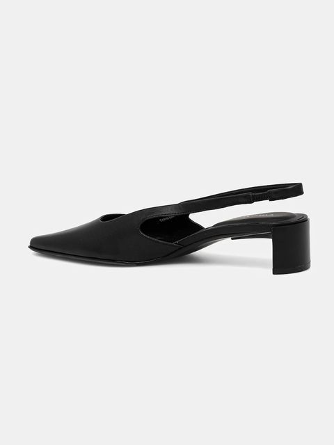 Calvin Klein czółenka skórzane SET BACK HEEL PUMP SLINGBACK LTH kolor czarny na słupku HW0HW02848 - zdjęcie produktu nr 2