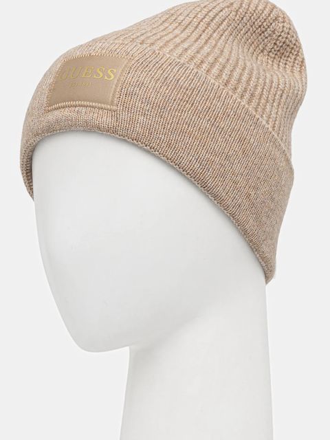 Guess czapka z dodatkiem wełny BRENTON kolor beżowy AW5436 POL03