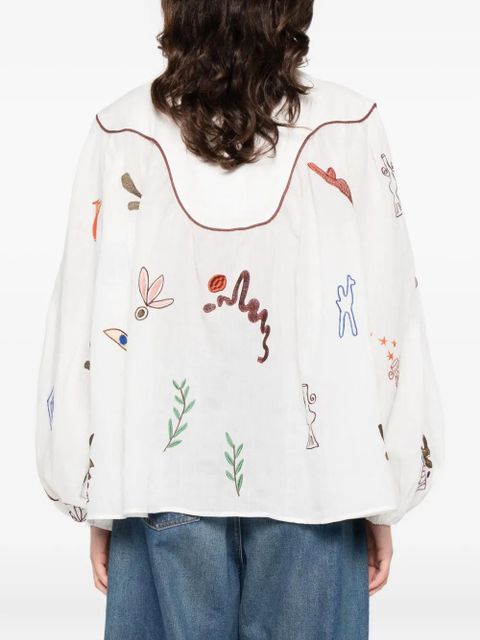 ALEMAIS Mina collar graphic blouse - White