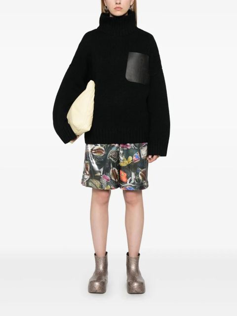 JW Anderson high-neck leather-pocket sweater - Black
