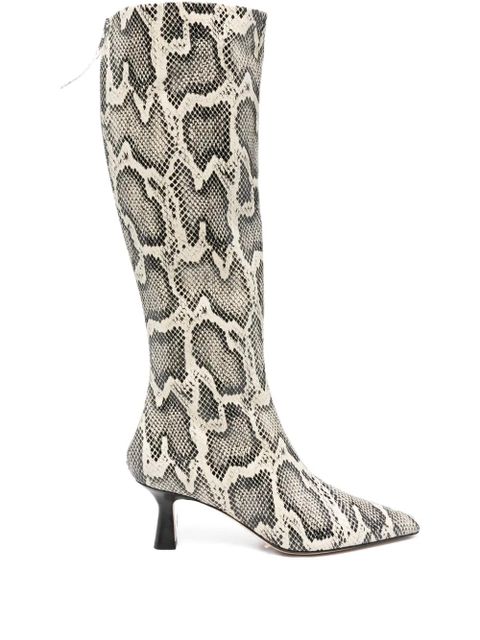 Aeyde 70mm Klea snake-print calf leather boots - Neutrals - zdjęcie produktu nr 1