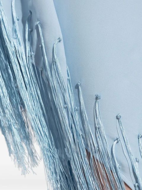 Cult Gaia fringe-detailed one-shoulder dress - Blue