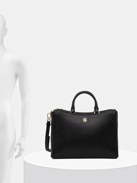 BOSS torebka skórzana kolor czarny 50552192