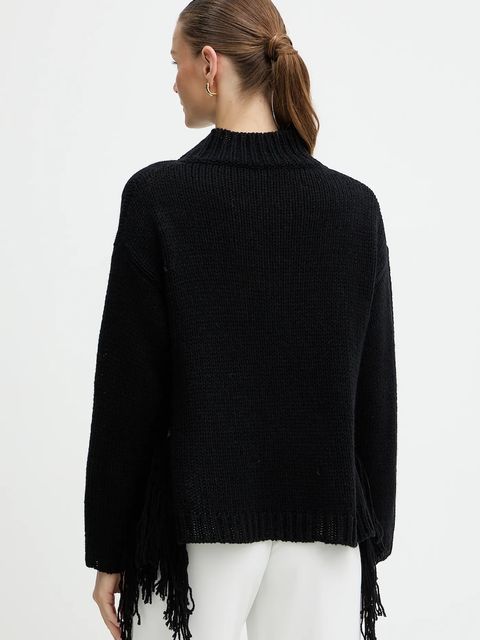 Marella sweter z dodatkiem wełny Emme by Marella damski kolor czarny ciepły z półgolfem 2525366082200 - zdjęcie produktu nr 2