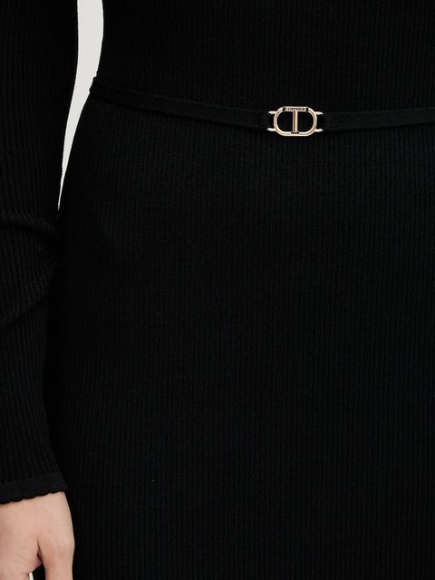 Twinset sukienka kolor czarny midi dopasowana 252TP3352