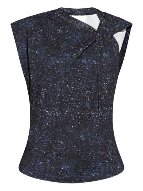 ISABEL MARANT sequin-print knot-detail top - Blue - zdjęcie produktu nr 1