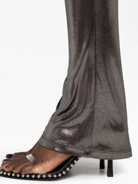 Blumarine laminated-finish high-waisted trousers - Grey