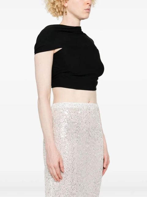 Casablanca crepe draped crop top - Black - zdjęcie produktu nr 2