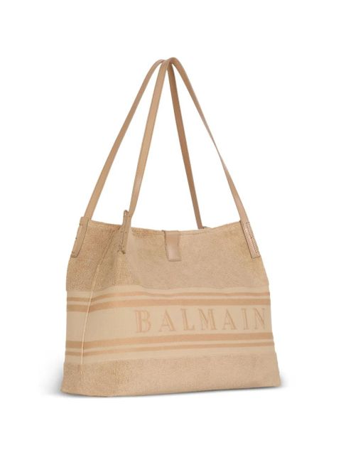 Balmain medium Release tote bag in cotton bouclé - Neutrals