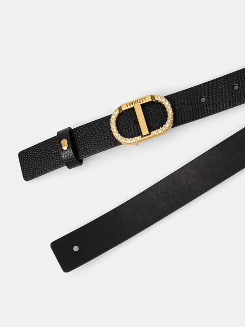 Twinset pasek skórzany damski kolor czarny 252TO5510 - zdjęcie produktu nr 2