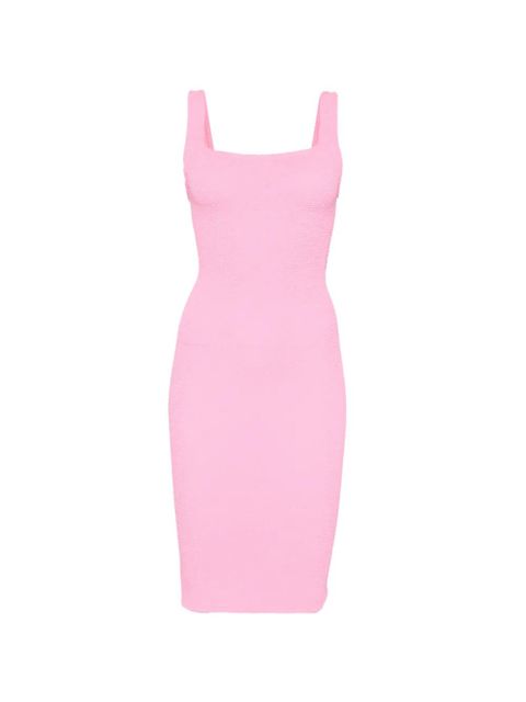 Hunza G square-neck textured midi fitted dress - Pink - zdjęcie produktu nr 1