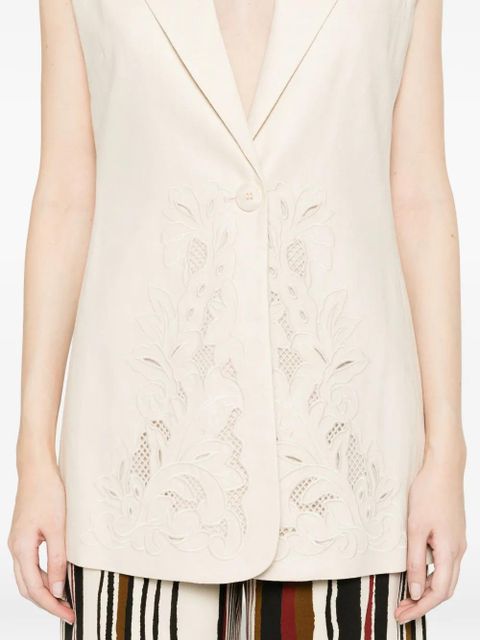 TWINSET embroidered sleeveless waistcoat - Neutrals