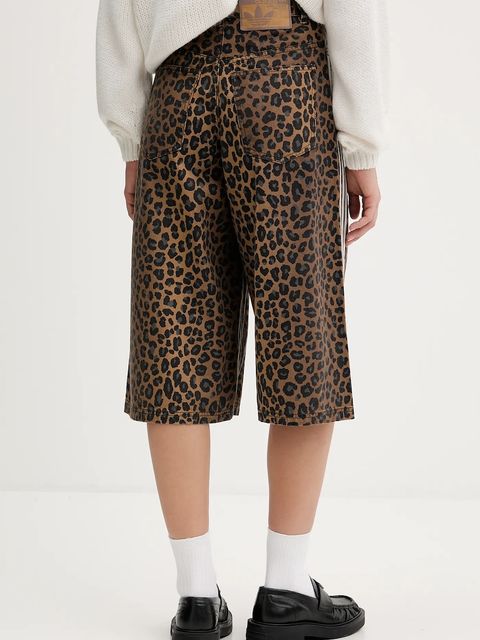 adidas Originals szorty jeansowe damskie kolor brązowy wzorzyste high waist KA2676 - zdjęcie produktu nr 2