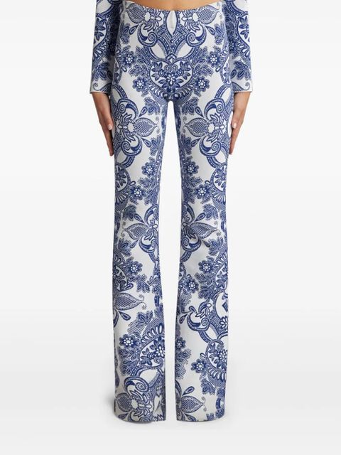 ETRO lace-motif knit trousers - White