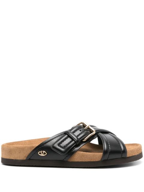 Valentino Garavani VLogo-plaque leather slides - Black - zdjęcie produktu nr 1