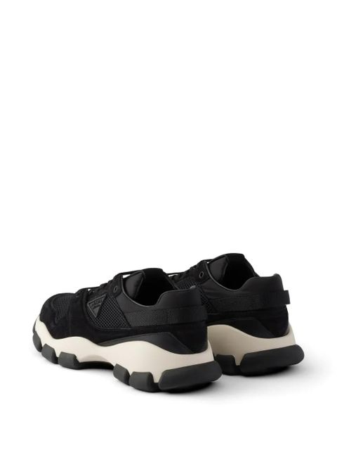 Prada mesh fabric and suede sneakers - Black