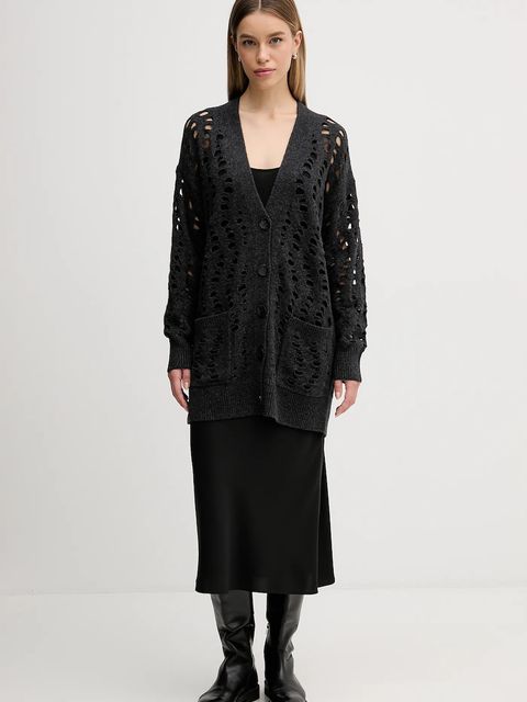 Sisley kardigan z dodatkiem wełny damskie kolor szary ciepły 1UFLL602W - zdjęcie produktu nr 2