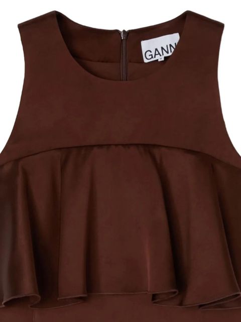 GANNI ruffled-satin top - Brown - zdjęcie produktu nr 2
