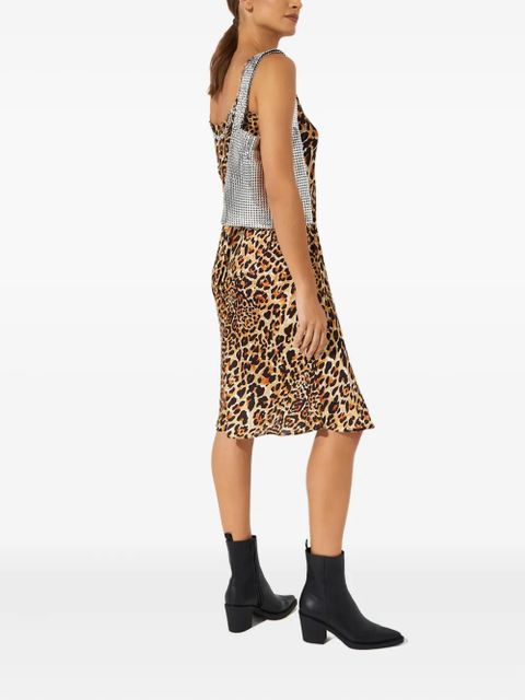 Rabanne chain-detail leopard-print midi dress - Brown