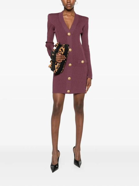 Balmain V-neck knitted mini dress - Purple - zdjęcie produktu nr 2