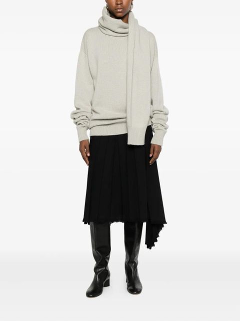 Jil Sander pleated frayed skirt - Black