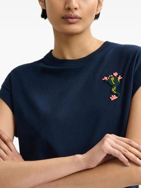 Essentiel Antwerp frog-detail T-shirt - Blue