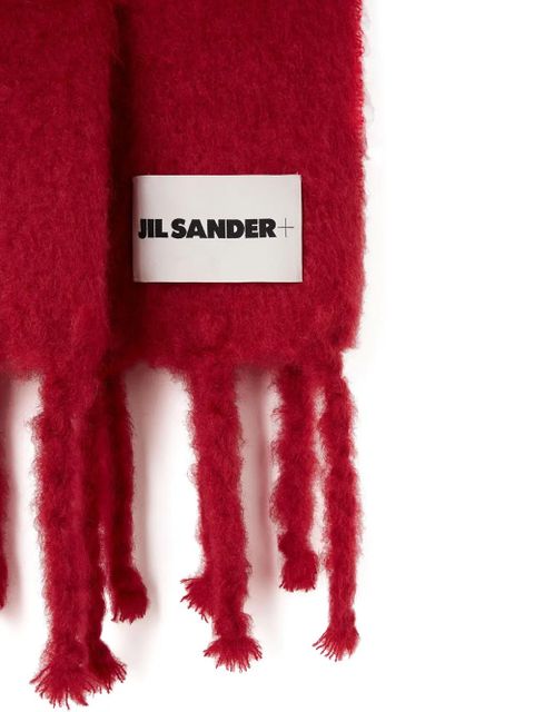 Jil Sander logo-patch chunky-knit scarf - Red - zdjęcie produktu nr 2